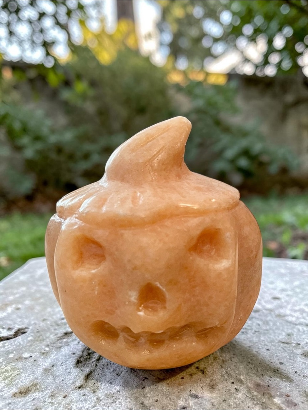 Orange Aventurine Quartz Carved Pumpkin Halloween